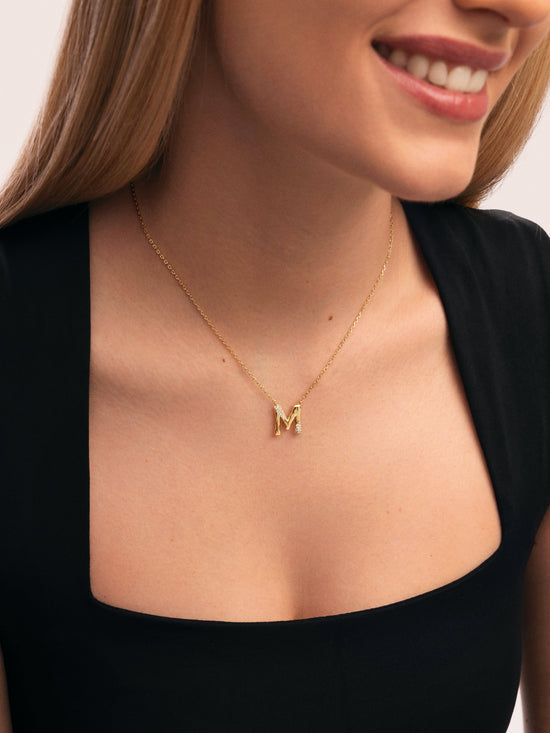 Collar Personalizado Letter Brillante Baño Oro