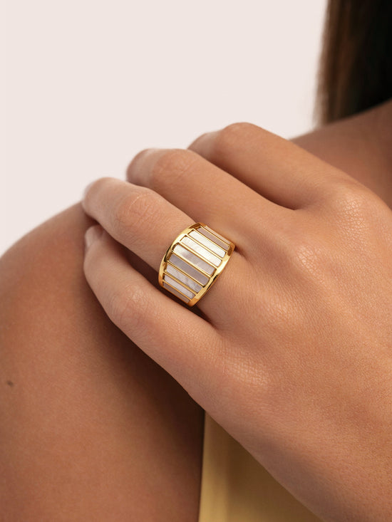 Anillo Siren Shells Acero Baño Oro