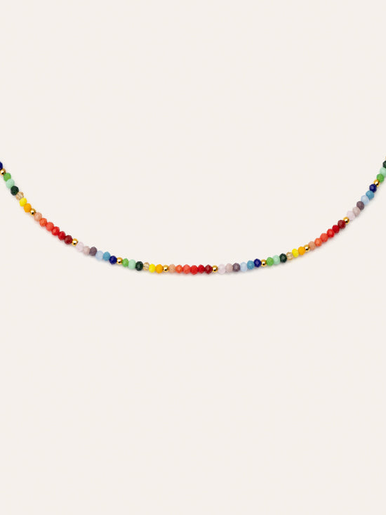 Collar Crystals Rainbow Acero Baño Oro
