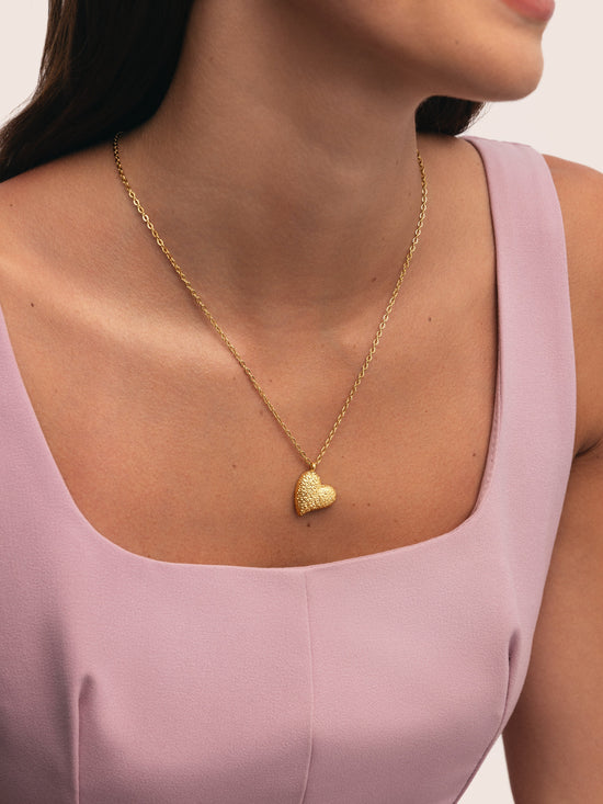 Collar Organic Heart Acero Baño Oro