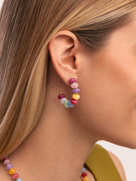 Pendientes Color Stones Acero Baño Oro