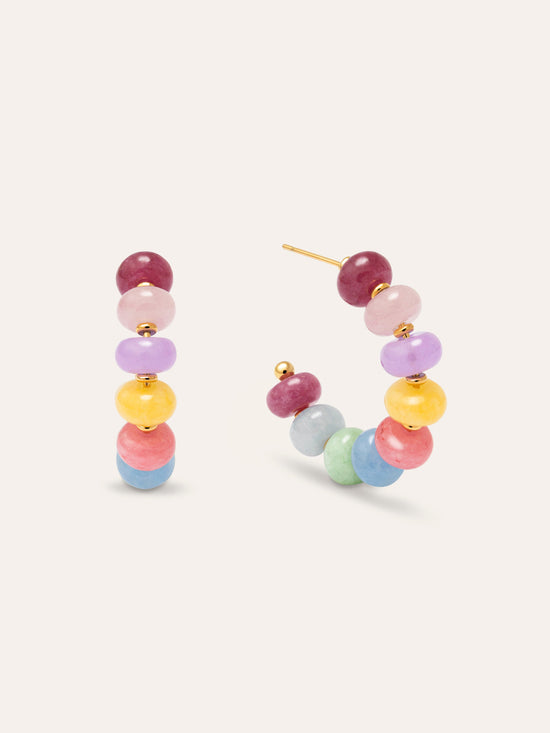 Pendientes Color Stones Acero Baño Oro