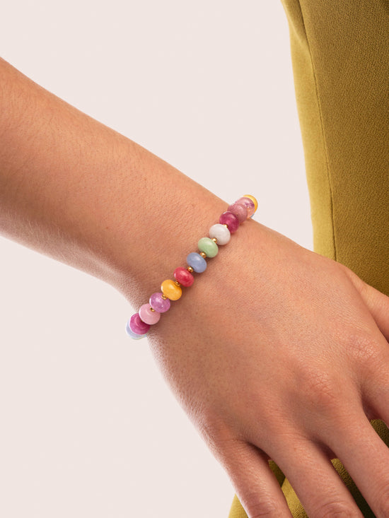 Pulsera Color Stones Acero Baño Oro