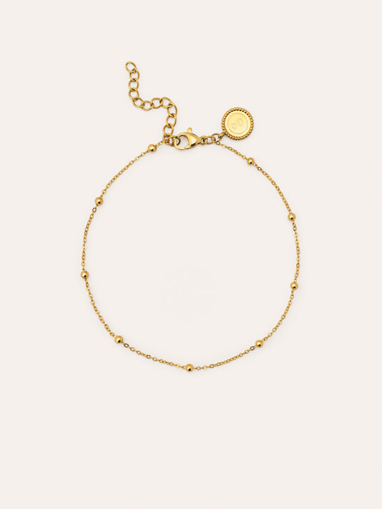 Tobillera Dots Acero Baño Oro